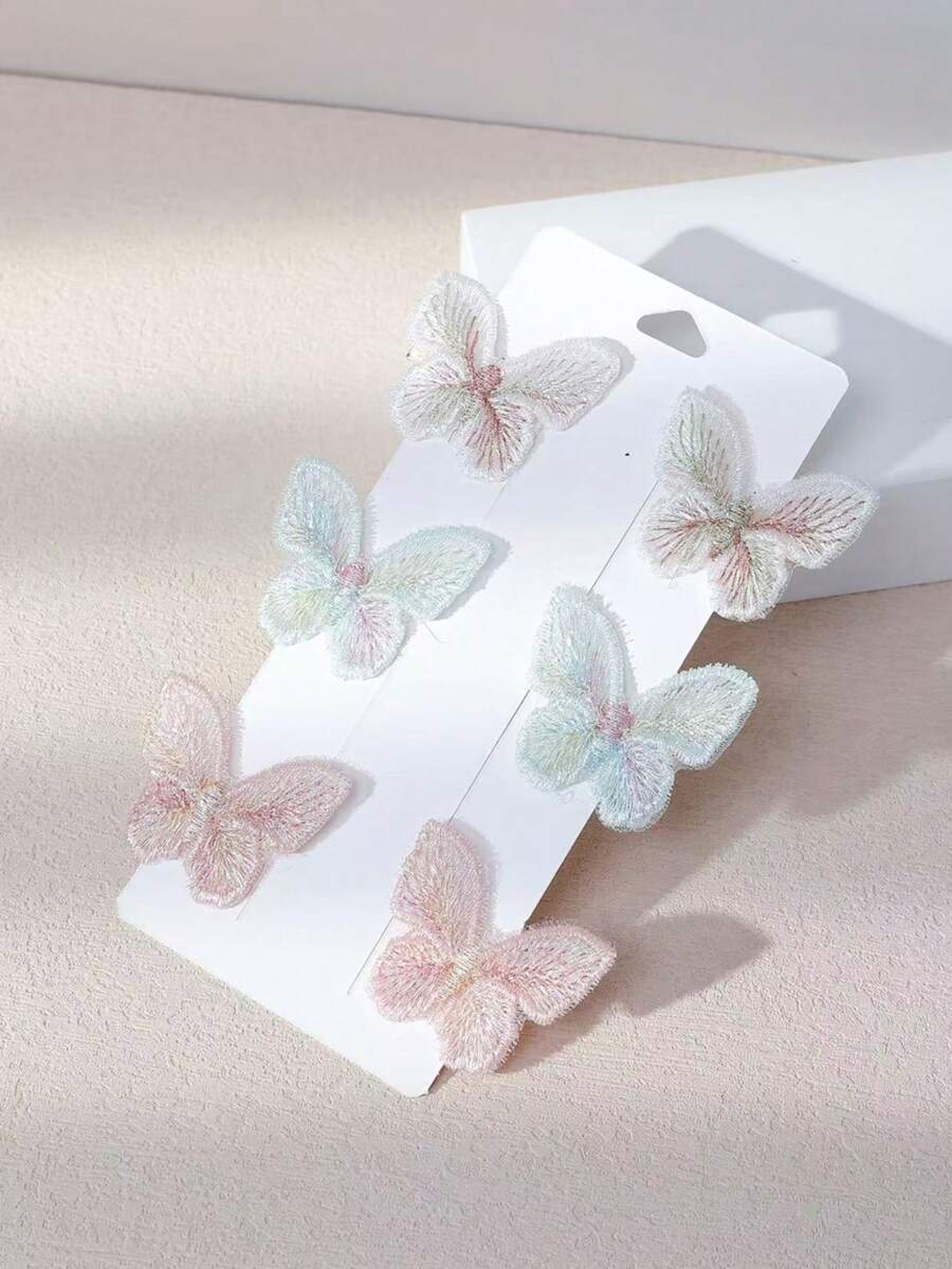 6pcs/Set Colorful Butterfly Hair Clips For Girls - Multicolor - View 1