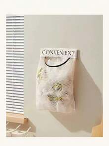 1pc/Set Multifunctional Wall-Mounted Kitchen Trash Bag Holder, Large Capacity Storage Bag, Plastic Bag Organizer, Hook And Loop Mesh Bag - Multicolor - View 5