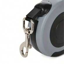 10英尺可伸缩狗绳 - 尼龙材质，单键刹车锁，舒适手柄，无需电池 - 适合中大型犬 - 灰色 - 查看 3