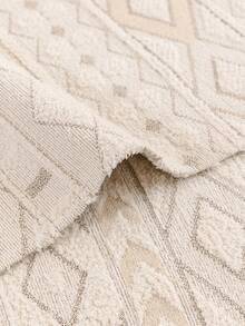 1件复古几何图案半磨砂提花沙发垫，新款毛绒座椅垫，宠物防抓，适用于1-4座沙发，四季通用，可机洗 - 米色 - 查看 13