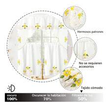 TendenciaPaquete De 3 Cortinas De Cocina De Tul Con Bordado Floral GirasolCalidad premium - 1 - Ver 4