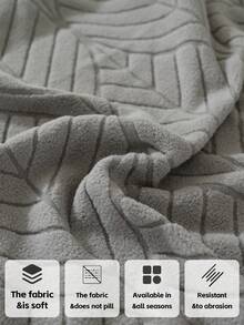 1pc Leaf Pattern Jacquard Sofa Cover, Warm And Soft Plush Slipcover, Versatile Design For Cozy Home Style - Grey - View 4