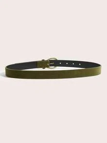 1pc Green Women's Belt, Vintage Belt, Green Belt, Bronze Buckle Belt, Fashion Simple Belt, Boho Belt, Y2K Belt, Country Belt, Rodeo, Cowgirl Belt, Western Belt, Match With Dress, Pants, Pants, Suitable For Party, Gathering, School, Music Festival, Summer, Autumn, Back To School Season - Green - View 3