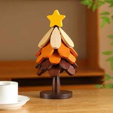 [Pregnant Mom & Baby Essentials] Premium Foldable Wooden Heat-Resistant Pad, Anti-Scald & Anti-Slip, Christmas Tree Design Decor, Dining Table Protective Mat, Stylish For Daily & Holiday Use