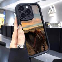 Horseback Phone Case For IPhone 16 15 14 Pro Max 13 12 11 XR XS Plus Shockproof Non Slip Military-Grade Protection Silicone Cover,Suitable For IPhone17 Air - Cà phê nâu - Xem 4