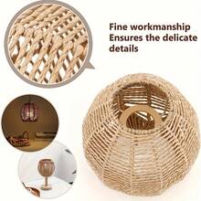 2pcs Art Deco Rattan Pendant Light Shades, Woven Basket Chandelier Covers For Home Dining Room Cafe Tea Shop Decor, 5.89" X 5.51" - No Electricity Or Battery Needed, Weaved, Basket Lamp Shades - Apricot - View 6