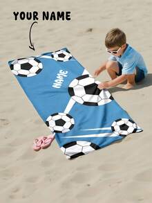 1pc Customized Football Pattern Beach Towel/Bath Towel - Multicolor - View 3