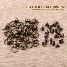 Leoon Remaches de Latn Bronce 20PCS Conjuntos de Botn de Cabeza Redonda para Cuero Metal con Hebilla Correa Cinturn Zapatos Decoracin Artesanal Bricolaje Leathercraft - Bronce - Ver 5
