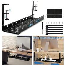 桌下线缆管理托盘 可扩展插座收纳架 电线电源线电源适配器支架 整理器 无需钻孔