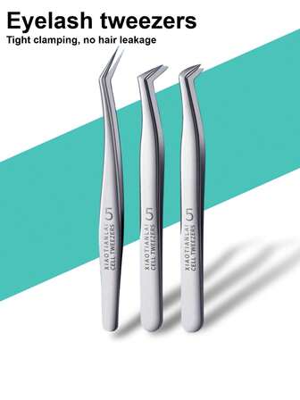 1/3 st silverfärgade ögonfranspincettset, professionella verktyg i rostfritt stål för lösögonfransförlängning, pincett för ansiktshår för kvinnor, verktyg för ögonmakeup lämpliga för ögonfransförlängning, nagelkonstklistermärken