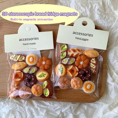 12个冰箱贴，法式长棍面包冰箱贴，迷你逼真欧式面包冰箱贴，创意美食迷你贴纸，树脂冰箱贴，可爱装饰贴纸，办公贴纸，个性化厨房冰箱贴，新年装饰，办公白板，储物柜和洗碗机，厨房装饰，家居装饰，情人节礼物，以及送给朋友和亲戚的礼物。