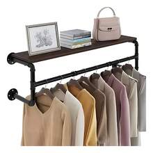 TendenciaPerchero Tubería Industrial Vintage De Colgar Ropa En ParedCalidad premium - Negro - Ver 3