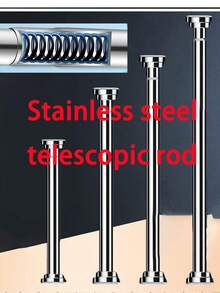 26.77in-113.78in Adjustable Stainless Steel Tension Rod - Extendable Curtain Rod, Wardrobe Hanging Rod, RV Clothes Rod, Tension Rod, Curtain Rod, Drying Rack, No Drilling Required, Suitable For Bathroom, Window, RV, Living Room, Bedroom, Kitchen, Outdoor, Wardrobe - Multicolor - View 10