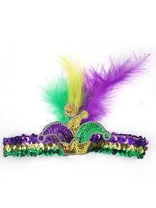 Carnival Headband With Sequined Glittering Hairband, 1920s Carnival Party Headwear