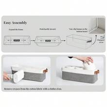 Narrow Storage Bins, Small Basket For Bathroom, Closet And Shelves, Fabric Organizer With Handles, Toilet Paper Storage, Gray And White, 2Pack - 15Lx6Wx5H|GrayandWhite - View 4