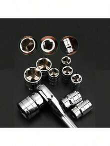 151/46pcs Comprehensive Mechanical Tool Set - 1/4", 3/8", 1/2" Deep And Standard Sockets, Ratchet Wrench Set, S2 And CR-V Sockets, Automotive Repair And Home Mechanic Kit, Including Combination Wrenches, Accessories And Storage Box - Random - View 8