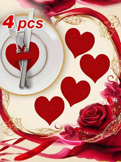 2 piezas/4 piezas/10 piezas Juego de cubiertos con forma de corazón, decoración de mesa, anillos para servilletas, portaservilletas, jarrones para flores, decoración de flores de rosa, juego de cubiertos multiusos. 10cm x 10cm, juego de cubiertos clásico con forma de corazón, decoración de mesa - ideal para fiestas festivas, ajustes de mesa de comedor y regalos