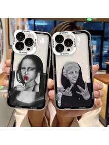 Étui de téléphone transparent personnalisé avec l'œuvre d'art "La Joconde" de David. Compatible avec les modèles 16E, 16, 15, 14, 12, 13, 11 Pro, 8, 7, SE, Plus, X, XR, XS Max. Également compatible avec les modèles Galaxy S17 Pro, S17 Pro Max, S17. - NCCLR05 - Voir 1