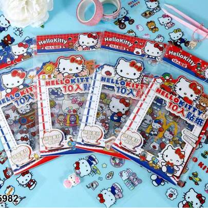 1 Set/10pcs Japanese Anime Cartoon Characters, Cartoon Cats, Red And Blue Series Cartoons, 10 In 10 Stickers, High Beauty Girl Heart, Student Fun Handmade DIY Scene Stickers, Cute And Beautiful, A Gift For Friends, Creating A Sense Of Surprise, Good-Looking And Affordable, New Year's Gift, Valentine's Day Gift, Easter Gift(Stochastic Style)