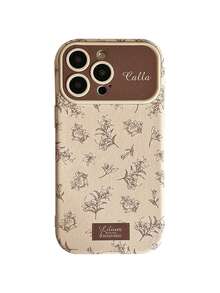 1pc Vintage Literary Floral Phone Case Compatible With IPhone 17, 16, 15, 14, 13, 12, 11 Series, Shockproof Aesthetic Cover - White - View 5
