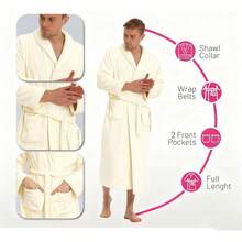 Tendencia1pcs Toalla Bata Baño Unisex Franela Súper Absorbente ÚnicaCalidad premium - Blanco Crema - Ver 5