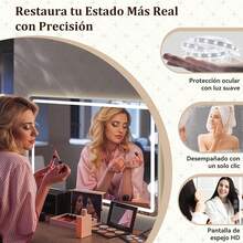 Espejo para Baño, Espejo LED de Baño Cuadrado, Espejo de Maquillaje, 50 x 70 cm, Marco Iluminado, Pantalla Táctil con desempañado HD, Regulable 3 Colores, 4 mm Vidrio Prueba Explosiones - 80L x 60A cm - Ver 6