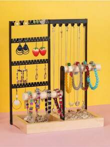 This Multi-Functional Elegant Jewelry Display Stand Includes A Detachable Rotating Holder, Four Rows Of Large Capacity Display Space, And Multiple Color Options. It Is Beautiful And Fashionable, Very Suitable For Displaying Earrings, Necklaces And Rings. It Provides Ample Storage Space And Is Easy To Assemble, Making It A Perfect Gift For Holidays, Valentine's Day Or Birthdays. - Multicolor - View 7