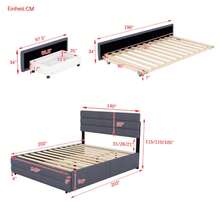 Platform Bed 140 X 200 Cm With Snowplow For Two People And Two Drawers, Grey - 灰色 - 查看 5