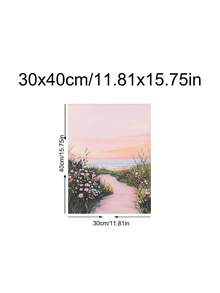 1件粉色海岸海景藝術版畫，天空海灘風景畫，野花藝術，節日禮物，適用於臥室、客廳、公寓，牆面藝術，牆面裝飾，家居裝飾，房間裝飾，畫布牆面藝術，海報，附框牆面藝術，可選相框 - 彩色 - 查看 15