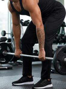 男士弹力运动裤，跑步、健身、训练运动裤 - 黑色 - 查看 5