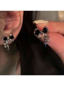 Rhinestone Bow Decor Stud Earrings - 多色 2 - 查看 6