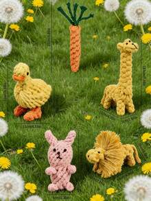 Animal Shaped Dog Dental Chew Toy, Rope Toy, Suitable For Small And Medium Dogs, Durable And Chew-Resistant, Helps Clean Teeth, Training, Interaction, And As A Puppy Chew Toy For Outdoor Use - Multicolor - View 1