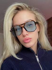 1副女士双梁飞行员时尚眼镜，复古玳瑁框，轻便，适合海滩派对，带眼镜盒 - 彩色 - 查看 2