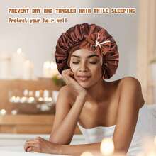 Awegeo 女士印花缎面睡帽，休闲舒适，可作睡帽或头巾使用 - 1Pc - 查看 8