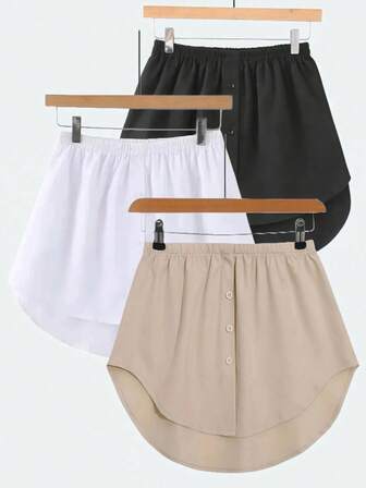 2pcs/Set Solid Color Elastic Waist Extender, Versatile Fake Skirt Hem Sweatshirt Underskirt, Casual Layered Fake Skirt Waist Extender Skirt