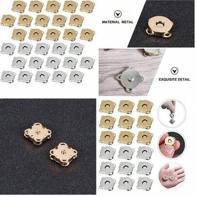 Leoon KESYOO 50 Piezas de Cierres Magnticos con Cierre de Botn Broches de Costura DIY Juego de Botones para Manualidades Bolsos para Ropa Bolso de Cuero Accesorios Estilo 3