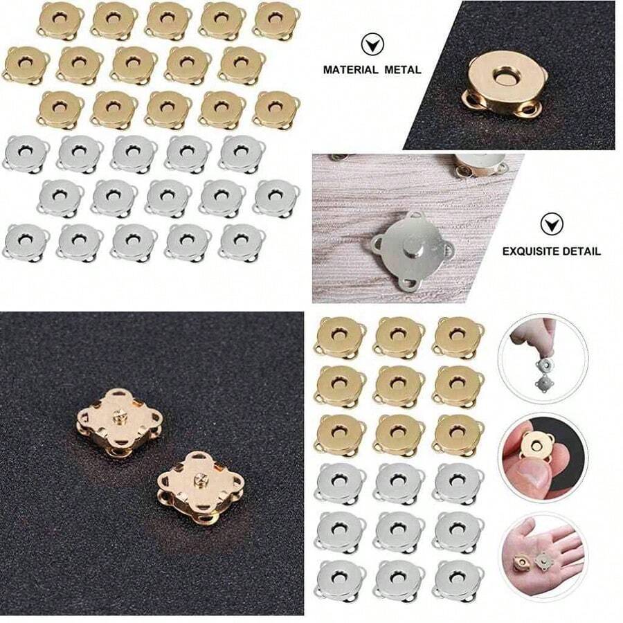 Leoon KESYOO 50 Piezas de Cierres Magnticos con Cierre de Botn Broches de Costura DIY Juego de Botones para Manualidades Bolsos para Ropa Bolso de Cuero Accesorios Estilo 3 - como se muestra en la figura - Ver 1