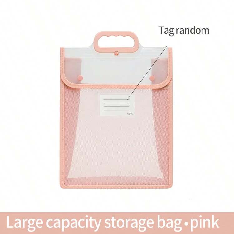 1pc Transparent Flip Cover Handbag, Student Book Bag, A4 Snap Closure File Folder, Exam Stationery Bag, Waterproof Reinforced Large Capacity Tutoring Bag - Multicolor - View 15
