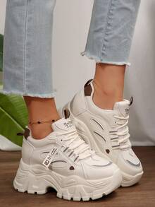 Giày thể thao đế xuồng màu trắng ẩn dành cho nữ, giày thể thao đế dày đế xuồng - trắng - Xem 4