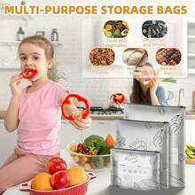 Reusable Resealable Aluminum Storage Bags, Vacuum Zipper Food Pouches, Stand-Up Resealable Aluminum Bags With Label And Zipper For Vegetables, Fruits, And Meat - 30 PCS[Standard]10S+10M+10L - View 5