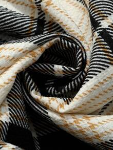 Men's Casual Elastic Waist Plaid Pants, Spring/Autumn - Black and White - View 6