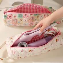 Hair Tool Storage Bag - Dustproof Bag Suitable For Hair Dryers, With Zipper And Bowknot Cherry Decoration For Women And Girls, Pink Bowknot Design, Compatible With Hair Dryers, Curlers, Straighteners, Travel, School, Salon Beauty Product Storage Bag - Ideal Gift For Teenagers, Girls, Nurses, Students - Durable And Portable Design, Curlers And Accessories - Durable Travel Carrying Storage Bag - 領結 - 查看 6