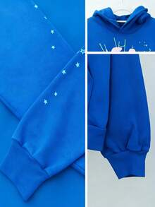 Autumn/Winter Clothing: Street-Style Hip-Hop Style Foam Spider Web Hooded Sweatshirt, Fashionable Sporty Hoodie. - 藍色 - 查看 3