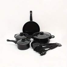 13pcs/Set Nonstick Cookware Set With Lids, Pots, Pans, Spatula, Saucepan, Frying Pan, Marble Coating