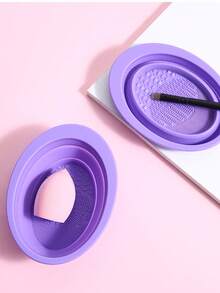 1/2 Packs Makeup Brush Cleaner Mat Foldable Silicone Makeup Brush Cleaner Bowl Pads Portable Scrubber Cleaning Tool For Makeup Brush Set Foundation Powder Concealers Eye Shadows Makeup Brushes - Multicolor - View 9
