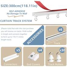 This Is A Self-Adhesive Curtain Track System That Can Be Installed On Ceilings And Walls Without Drilling, Screws Or Tools. This Curtain Rod Is Suitable For Windows, Bedrooms, Showers, Wardrobes And RVs. - Red and White - View 19