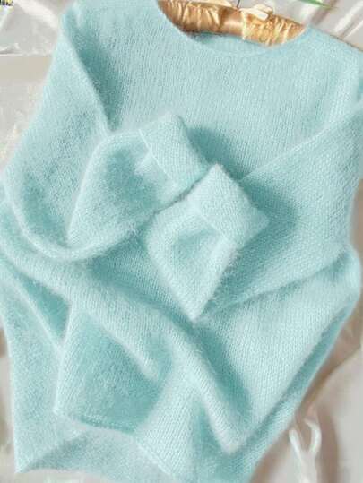 New Women's Round Neck Solid Color Drop Shoulder Long Sleeve Casual Elegant Elegant Daily Commute Outdoor Back To School Christmas Knit Pullover Sweater