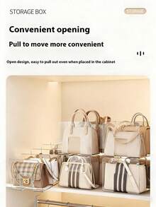 Transparent Wardrobe Storage Bag With Handles, Removable Shelves, Suitable For Bedroom, Bathroom, Office, Practical Book Shelf L-Shaped Storage Rack, Space-Saving, Can Be Used As Car Storage Box, Drawer Organizer. Transparent 4-Grid Storage Box Suitable For Small Handbags, Also Suitable For Wardrobe Storage Of Clothes, Sweaters, Socks, Pants, Jeans, Underwear, Etc. - Clear - View 4