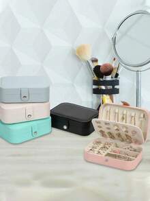 1个双层旅行首饰收纳盒，大容量首饰收纳盒，PU皮革防水首饰盒，桌面收纳盒，首饰展示托盘，项链盒，戒指盒，化妆品收纳盒，可拆卸首饰盒，饰品盒，香水收纳盒，伴娘礼物，生日礼物，节日礼物，斋月收纳，情人节礼物，婚礼装饰，卧室装饰 - 彩色 - 查看 5