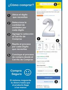 TendenciaNúmeros Residenciales Arial 12cm Ultra Light Stainless Steel de primera calidad - 5 - cinco - Ver 6